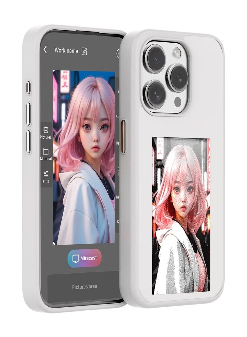 غلاف الهاتف ذكي من الحبر DIY، غلاف الهاتف بشاشة الحبر، متوافق مع iPhone 13-16Plus/Pro/ProMax، غلاف الهاتف AI مع وظيفة عرض صورة مخصصة، غلاف الهاتف الإلكتروني الحبر، غلاف الهاتف DIY مقاوم للقع - Image 1