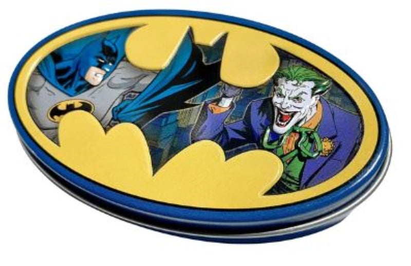 Ata-Boy Batman Nemesis Sour Blue Raspberry Candy Collector Batman Logo Tin - One (1) Tin - Batman Emblem Shapped Candies - Joker - Image 1