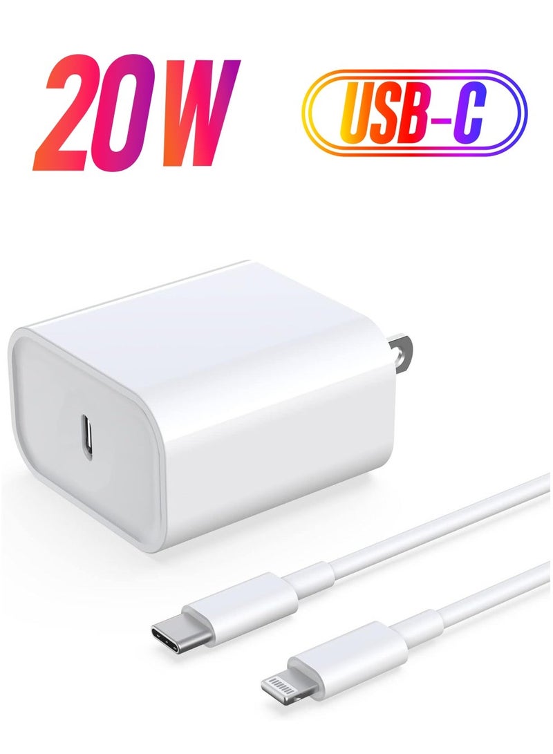 iPhone Fast Charger, 20W USB C PD Wall Charger Block Plug with[MFi Certified]6ft Type C to Lightning Cable Quick Charging Data Sync Cord for iPhone14 13 12 11 Pro Max Mini Xs Xr iPad Air - Image 1