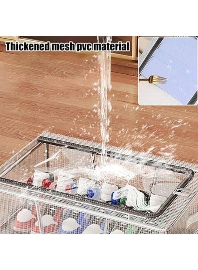 "Transparent" foldable shoe organizer (1 piece): A smart storage box designed to be placed under the bed or inside the closet - it saves a lot of space and protects sneakers and high heels from damage - a flexible design that is easy to pull out and store to ensure your room is always tidy. - Image 4