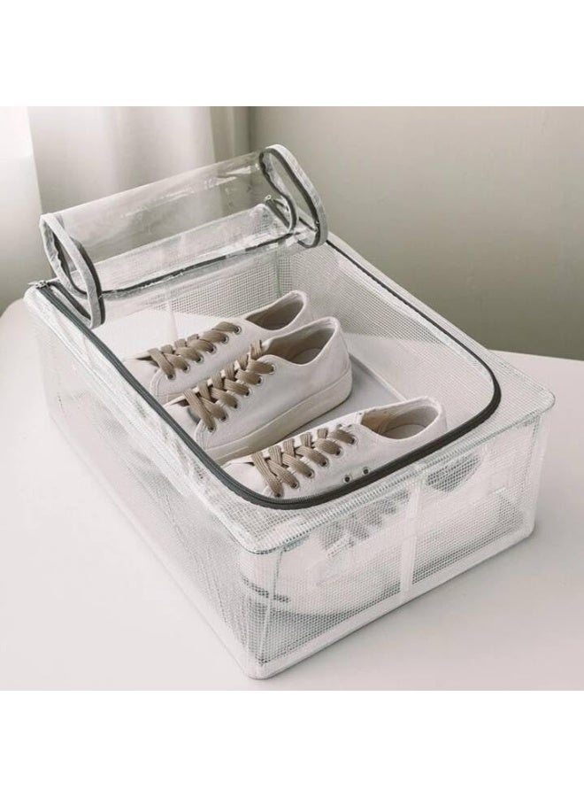 "Transparent" foldable shoe organizer (1 piece): A smart storage box designed to be placed under the bed or inside the closet - it saves a lot of space and protects sneakers and high heels from damage - a flexible design that is easy to pull out and store to ensure your room is always tidy. - Image 2
