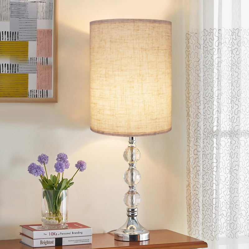 Koorle Tall Drum Lamp Shade for Table Lamps, Floor Lamp, Cloth Lampshade 10" Top X 10" Bottom X 13" High, Beige Large Line Fabric, Easy Assembly - Image 5