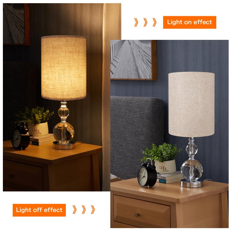 Koorle Tall Drum Lamp Shade for Table Lamps, Floor Lamp, Cloth Lampshade 10" Top X 10" Bottom X 13" High, Beige Large Line Fabric, Easy Assembly - Image 3