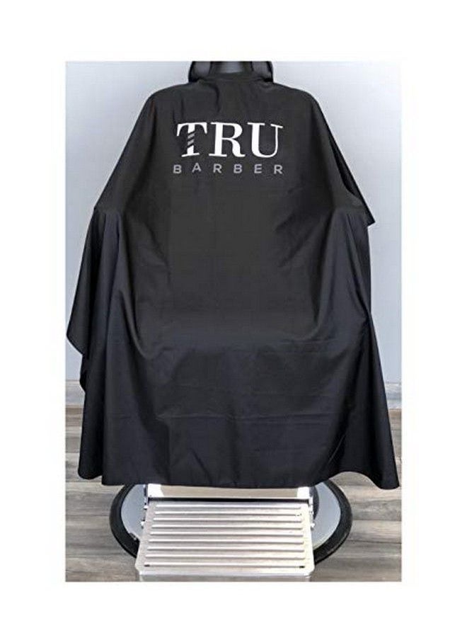 TRU BARBER Silicone Neck Cape 100% Polyester Light Weight Cape And Waterproof Professional Cape With Snap Closure Hair Salon Cutting Cape Barber Cape Barbershop Cape 50" X 58” (Black/White)  - Image 3