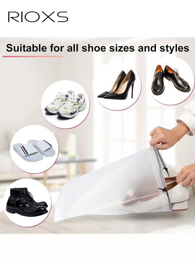 RIOXS 10 Pack Clear Shoe Bags, 30cm x 40cm, Portable Travel Storage Bags for Storage and Packing, Waterproof Dustproof Drawstring Shoe Bag for Traveling, Travel Essentials for Men and Women - Image 3