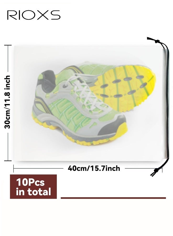 RIOXS 10 Pack Clear Shoe Bags, 30cm x 40cm, Portable Travel Storage Bags for Storage and Packing, Waterproof Dustproof Drawstring Shoe Bag for Traveling, Travel Essentials for Men and Women - Image 2