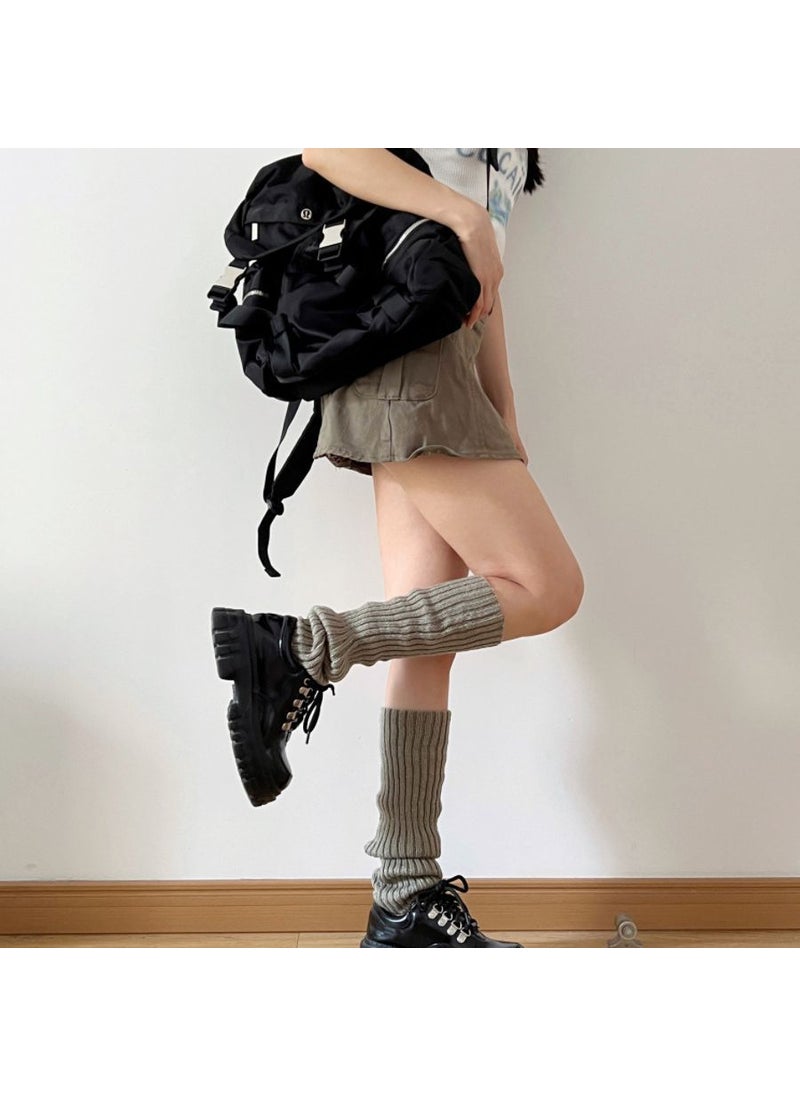 Generic - Knitted JK Socks Grey Thigh-High Leg Warmers 42cm Gray - Image 1