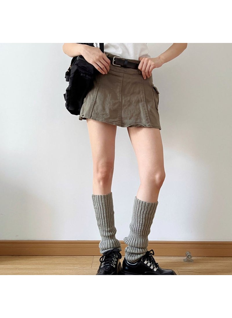 Generic - Knitted JK Socks Grey Thigh-High Leg Warmers 42cm Gray - Image 1
