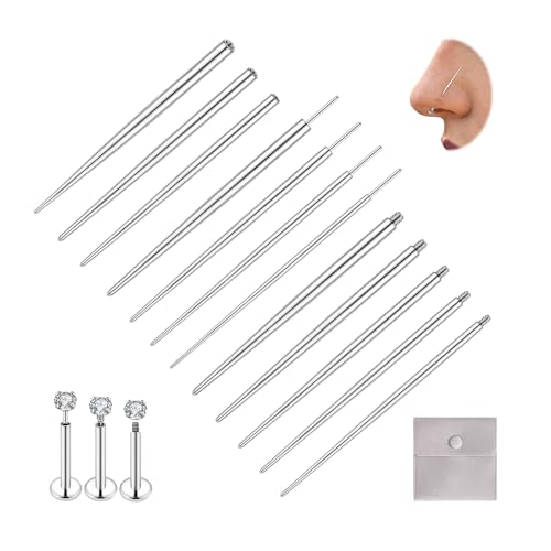LORACOXS 12PCS Body Piercing Taper Insertion Tool Kit 14G 16G 18G 20G Piercing Changing Tool Internal/External Threaded/Push In Piercing Threader Tool for Ear/Nose/Navel/Nipple/Lip/Eyebrow/Tongue - Image 1