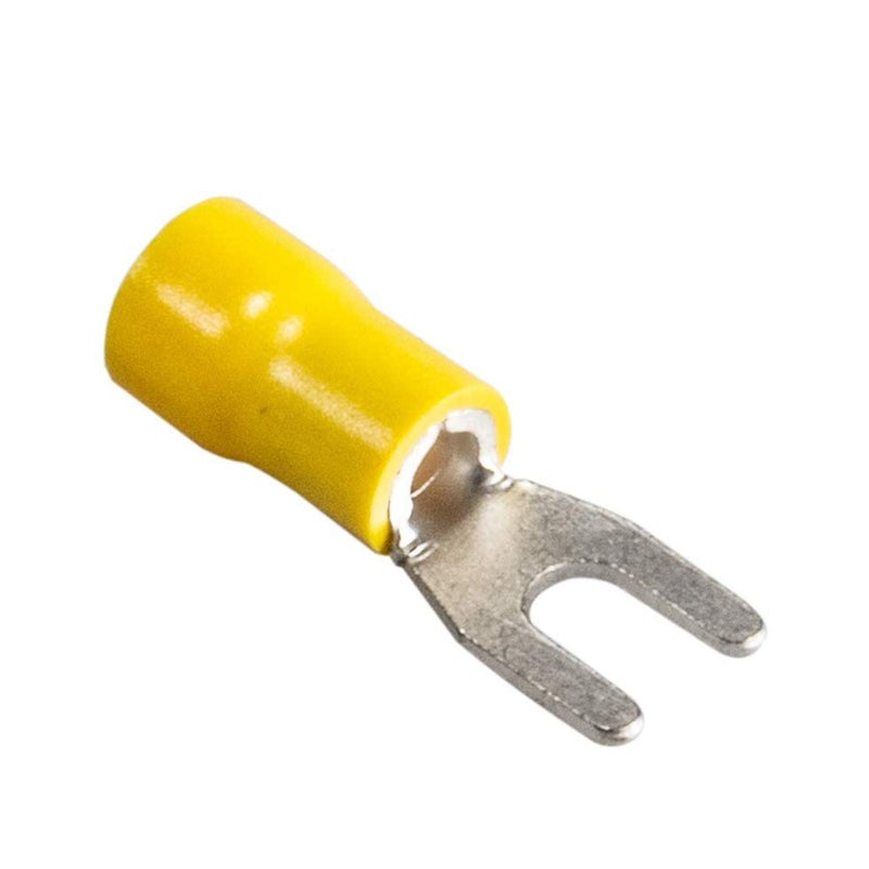 MILAPEAK 100pcs Insulated Fork Spade Wire Connectors, U Type Electrical Crimp Terminals Kit for 12-10 AWG Cable by MILAPEAK (Yellow) - Image 1