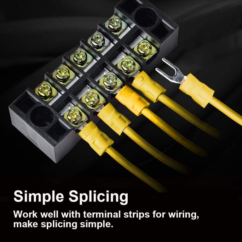 MILAPEAK 100pcs Insulated Fork Spade Wire Connectors, U Type Electrical Crimp Terminals Kit for 12-10 AWG Cable by MILAPEAK (Yellow) - Image 4