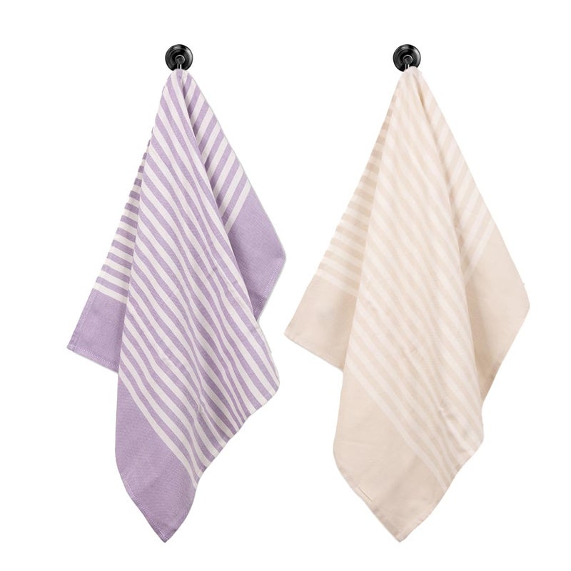 Mush Bamboo Turkish Hand Towels Set of 2 | 100% Bamboo Gym Towel for Men/Women | Ultra Soft, Absorbent & Quick Dry Towel for Gym, Travel, Sports and Yoga | 40 x 60 cms | 250 GSM, Lavender & Beige - Image 1
