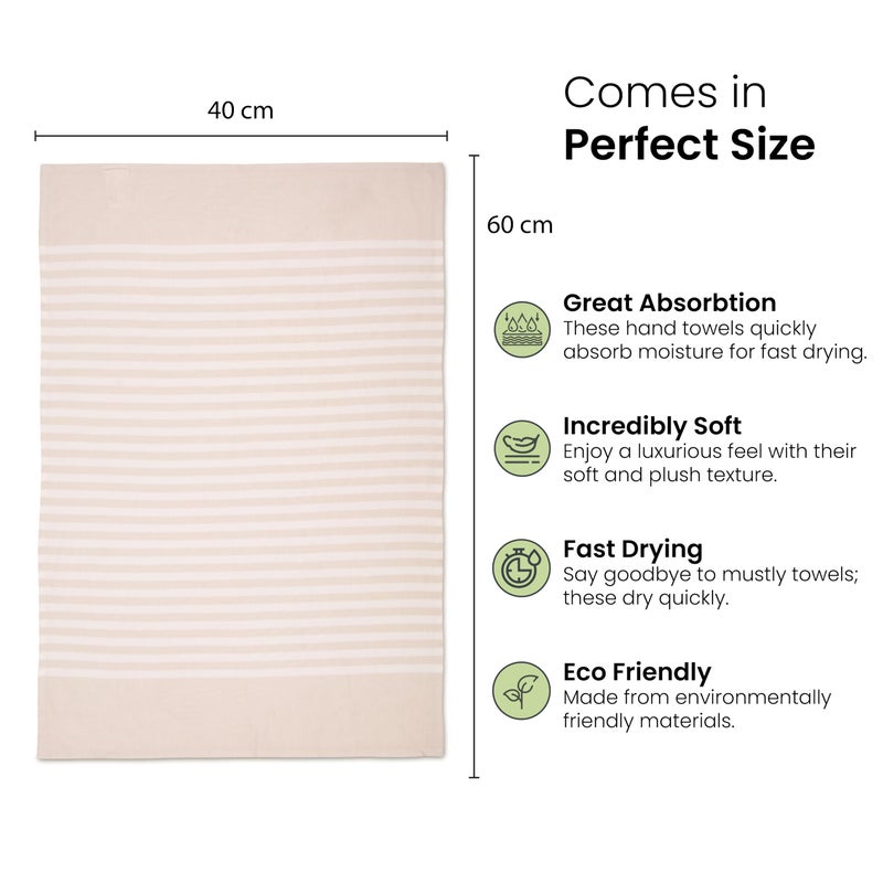 Mush Bamboo Turkish Hand Towels Set of 2 | 100% Bamboo Gym Towel for Men/Women | Ultra Soft, Absorbent & Quick Dry Towel for Gym, Travel, Sports and Yoga | 40 x 60 cms | 250 GSM, Lavender & Beige - Image 3