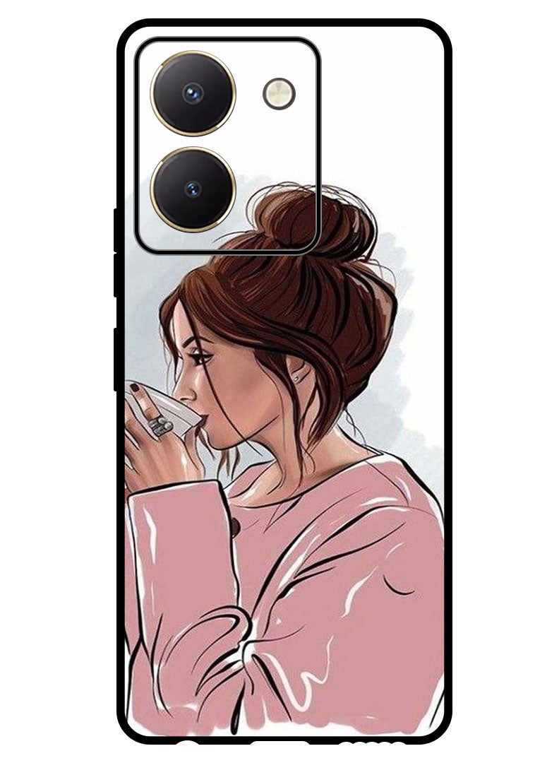 Theodor Protective Case Anti Scratch Shock Proof Bumper Cover For Vivo Y27s Girl Drinking Coffee 1 - Image 1