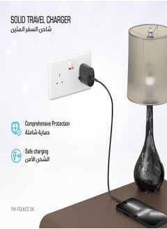Pawa Single PD 20W Wall Charger UK with Type-C to Type-C Cable / Wide compatibility / Portable & Elegant - Black  - Image 3