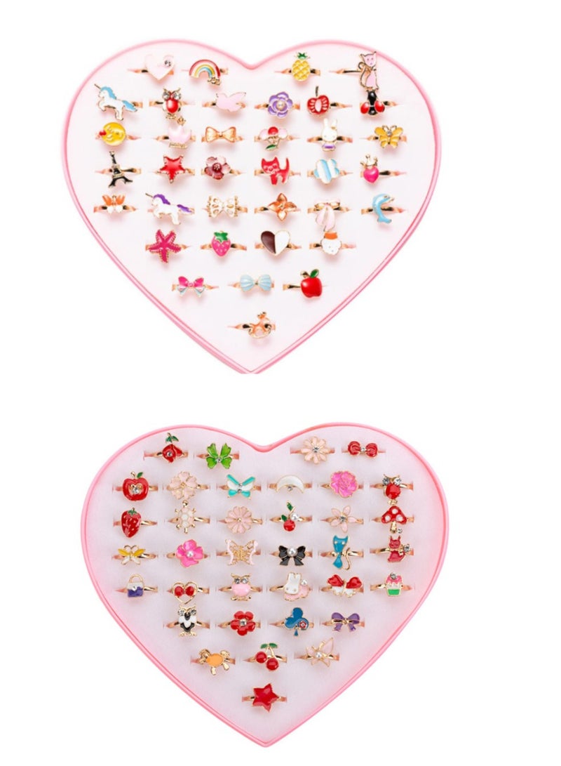 لعبة حلقات قابلة للتعديل لفتاة صغيرة في صندوق على شكل قلب (مجموعة من قطعتين) - Image 1