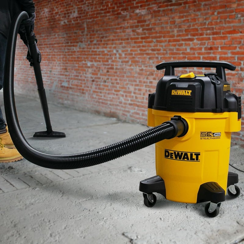 DEWALT مكنسة ديوليت 6 جالون ستيلث سونيك للتسوق رطبة وجافة DXV06PL-QT، هادئة للغاية 4 حصان ذروة مكنسة رطبة وجافة لموقع العمل وورشة العمل - Image 2