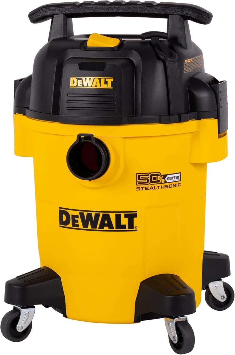 DEWALT مكنسة ديوليت 6 جالون ستيلث سونيك للتسوق رطبة وجافة DXV06PL-QT، هادئة للغاية 4 حصان ذروة مكنسة رطبة وجافة لموقع العمل وورشة العمل - Image 1