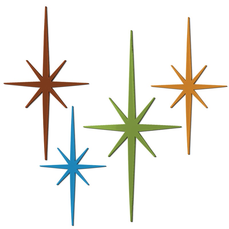 Blulu 4 Pcs Cast Iron Starburst Shaped Wall Decor Metal Mid Century Modern Decor Retro Atomic Stars Wall Art Elegance Accents Vintage Celestial Whimsigoth Hangings for Home Office RoomModern - Image 2