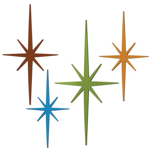 Blulu 4 Pcs Cast Iron Starburst Shaped Wall Decor Metal Mid Century Modern Decor Retro Atomic Stars Wall Art Elegance Accents Vintage Celestial Whimsigoth Hangings for Home Office RoomModern - Image 1
