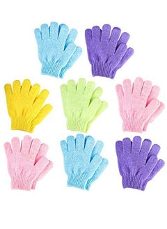 SYOSI 8 Pairs Double Sided Exfoliating Gloves Bath Shower Body Scrubbing 5 Colors  - Image 1