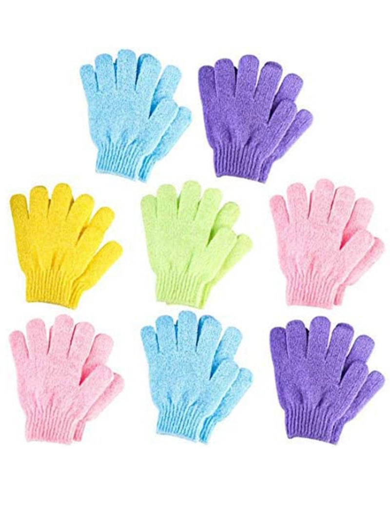 SYOSI 8 Pairs Double Sided Exfoliating Gloves Bath Shower Body Scrubbing 5 Colors  - Image 1