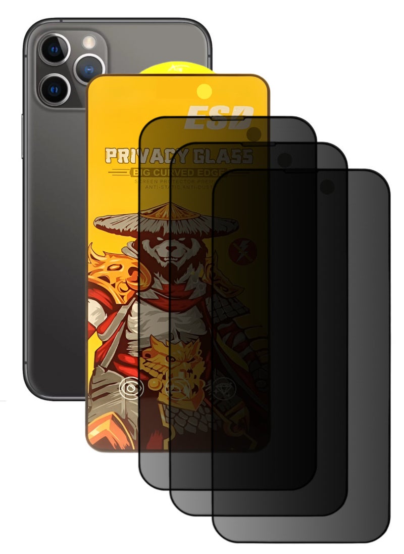 ESD 3 Pieces Tempered Dustproof Privacy Glass Screen Protector Compatible For iPhone 11 Pro Max - Image 1