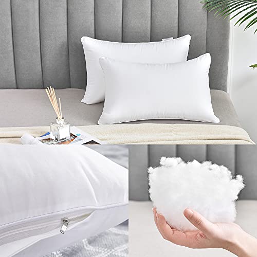 Oubonun 14 x 22 Pillow Inserts (Set of 2) - Lumbar Pillow with 100% Cotton Cover - Rectangle Square Interior Sofa Pillow Inserts - Decorative Pillow Insert Pair - White Couch Pillow - Image 3