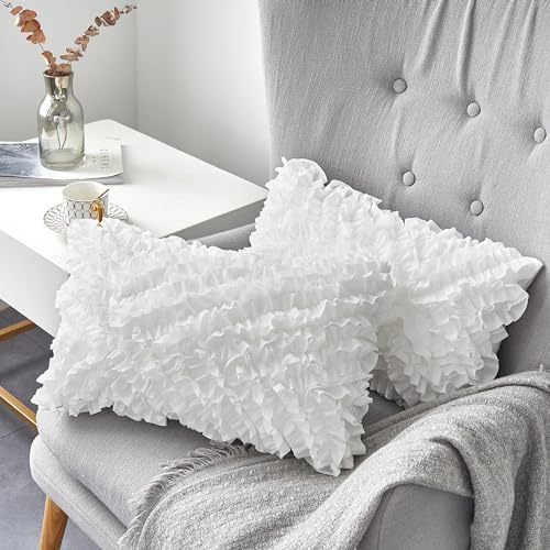 Oubonun 14 x 22 Pillow Inserts (Set of 2) - Lumbar Pillow with 100% Cotton Cover - Rectangle Square Interior Sofa Pillow Inserts - Decorative Pillow Insert Pair - White Couch Pillow - Image 5