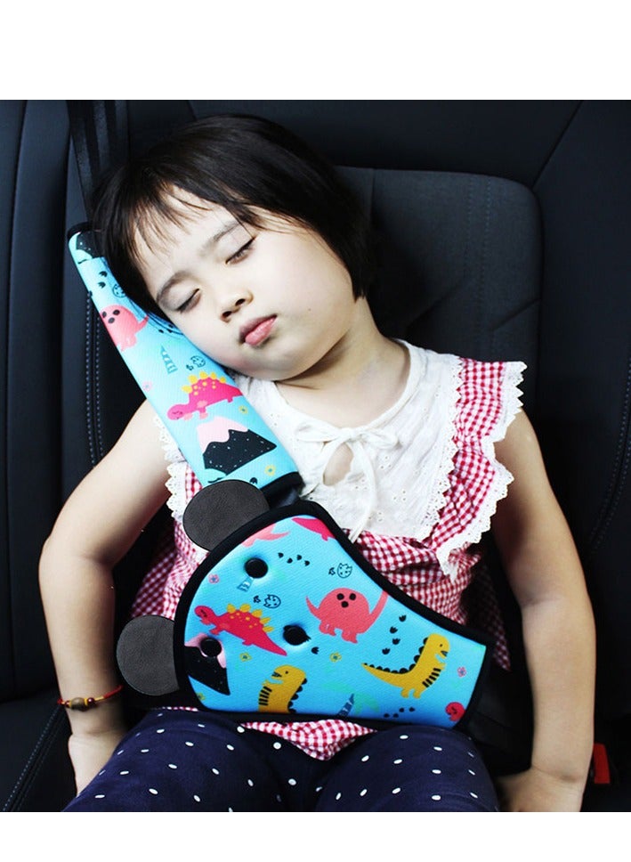 Innoshine 2 pcs Dinasour Kids Seat Belt Pad Head-Rest Seat Belt Pillow  Adjuster＆Covers Belly & Shoulder Support  Cute Carton Toddler Safety  Seatbelt Pad for Boys & Girls - Image 2
