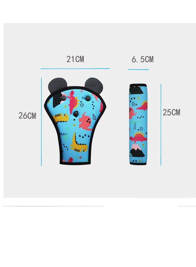 Innoshine 2 pcs Dinasour Kids Seat Belt Pad Head-Rest Seat Belt Pillow  Adjuster＆Covers Belly & Shoulder Support  Cute Carton Toddler Safety  Seatbelt Pad for Boys & Girls - Image 4