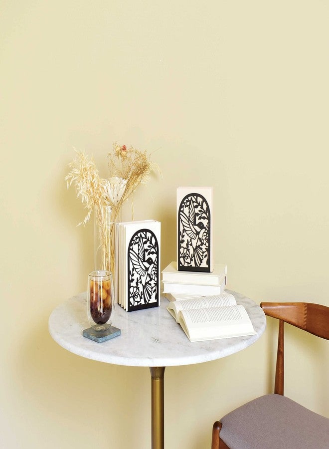 CNK Premium BookEnds - Heavy Duty Metal Book Stoppers for Home Office, Decorative Book Shelf Holders (Hummingbird Black) - Image 2