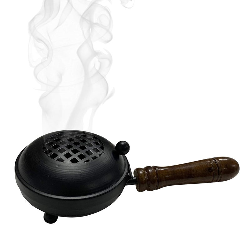 True Decor Metal Loban Dani Dhup Dani For Puja Kunthirikkam Burner Pot Loban Burner Dhuni Burner With HandleBlack - Image 5