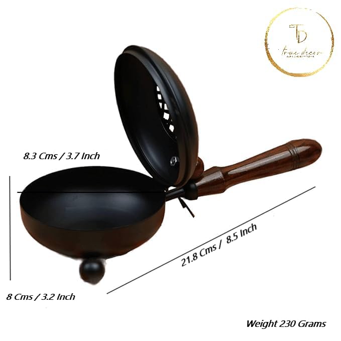 True Decor Metal Loban Dani Dhup Dani For Puja Kunthirikkam Burner Pot Loban Burner Dhuni Burner With HandleBlack - Image 4