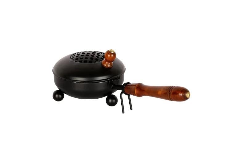 True Decor Metal Loban Dani Dhup Dani For Puja Kunthirikkam Burner Pot Loban Burner Dhuni Burner With HandleBlack - Image 2