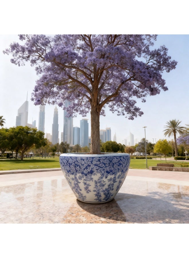 Large Decorative Ceramic Planter Pot 60 cm × 40 cm  Traditional Blue & White Porcelain Bowl Style – Elegant Outdoor & Indoor Flower Pot for Garden, Living Room & Entryway Decoration - Image 1