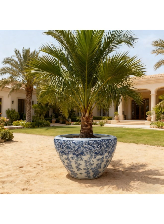 Large Decorative Ceramic Planter Pot 60 cm × 40 cm  Traditional Blue & White Porcelain Bowl Style – Elegant Outdoor & Indoor Flower Pot for Garden, Living Room & Entryway Decoration - Image 2