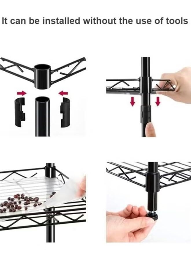 4-layer metal wire frame, adjustable steel frame, living room, kitchen, laundry room, office organizer  - Image 3