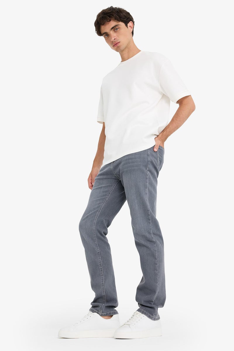 DeFacto Grey Man Sergio Regular Fit Regular Hem Jean Trousers Casual - Image 2