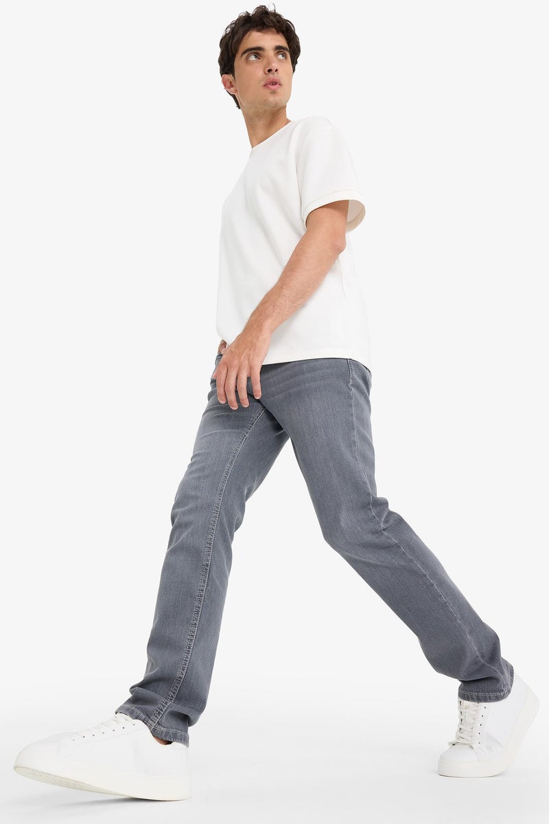 DeFacto Grey Man Sergio Regular Fit Regular Hem Jean Trousers Casual - Image 3