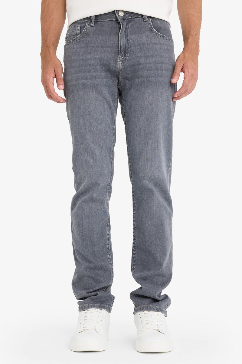 DeFacto Grey Man Sergio Regular Fit Regular Hem Jean Trousers Casual - Image 4