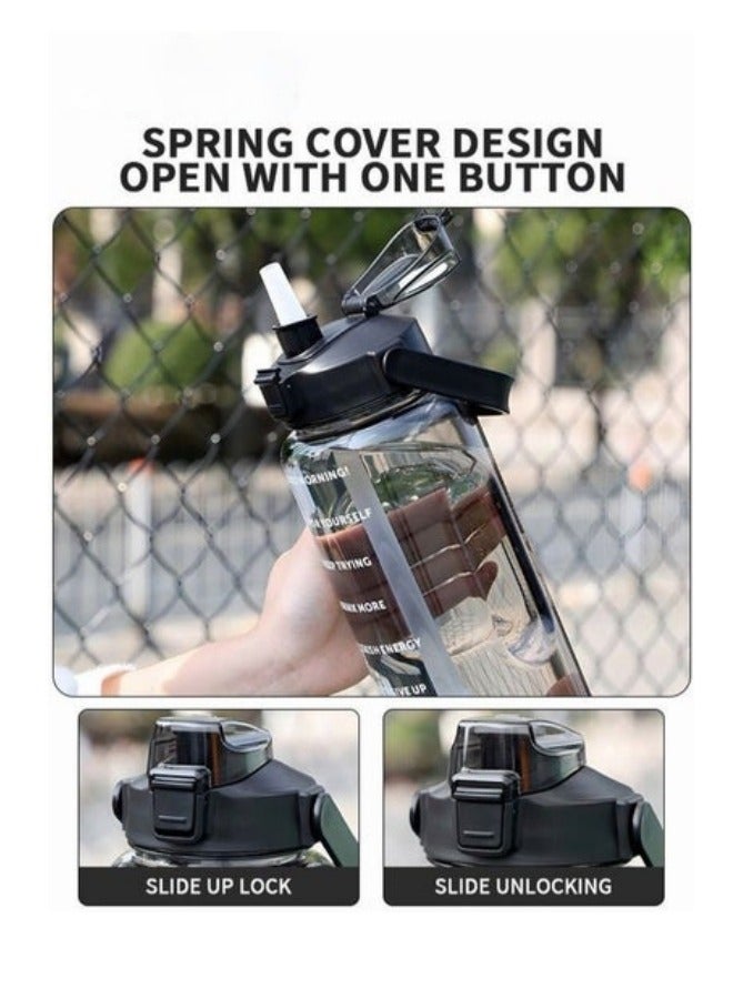 ميكسد 2 لتر زجاجة ماء مع الوقت علامة ملهمة مانعة للتسرب غلاية مكتب المنزل الجمنازيوم اللياقة البدنية مع غلاية كبيرة - Image 5