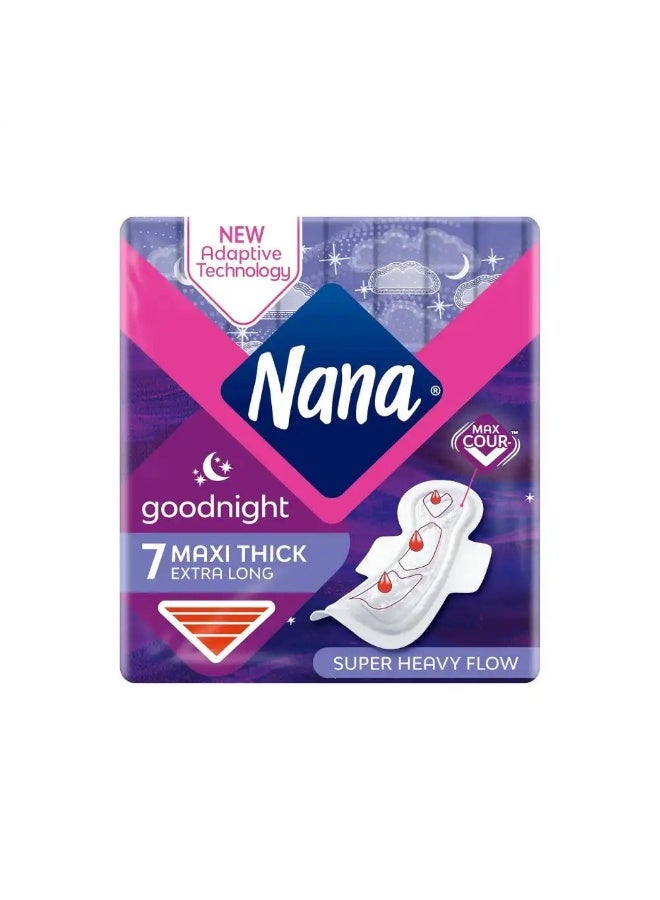 Nana Goodnight Maxi Thick Extra Long Pads for Super Heavy Flow - 7 Pads
