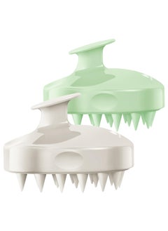 Heeta HEETA Hair Scalp Massager Shampoo Brush 2 Pack Soft Silicone Bristles to Remove Dandruff Waterproof Hair Scrubber for Both Wet Dry Hair Suitable for Men  Women Light BeigeGreen 