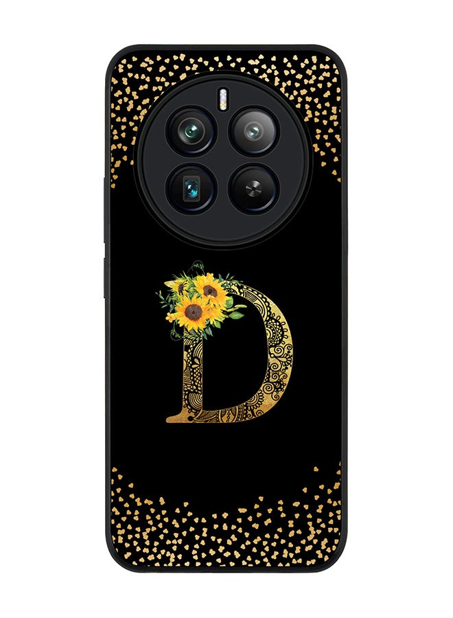 Stylizedd Rugged Black edge case for Realme 12 Pro / Realme 12 Pro Plus 5G, Custom Monogram Initial Letter Mandala Floral Pattern Alphabet-D (Black) - Image 1