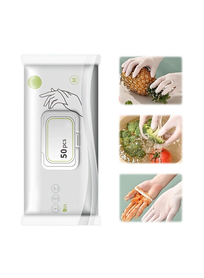 Disposable Waterproof Gloves for Kitchen Cleaning, Disposable Nitrile Gloves, Disposable Long Sleeved Gloves Extended Protection for Kitchen Cooking Cleaning Food Handling (1 Pack x 50 Pieces White) - Image 1