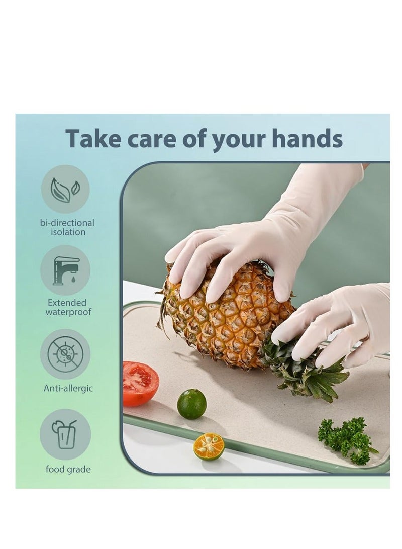 Disposable Waterproof Gloves for Kitchen Cleaning, Disposable Nitrile Gloves, Disposable Long Sleeved Gloves Extended Protection for Kitchen Cooking Cleaning Food Handling (1 Pack x 50 Pieces White) - Image 4
