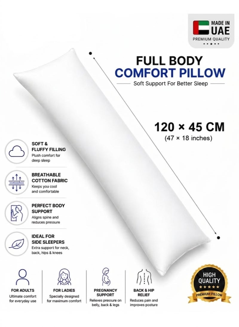ZEESQUARE Premium Full Body Pillow for Adults 120x45 cm – Ultra Soft Pregnancy Pillow, Long Body Support Cushion for Side Sleepers, Breathable Polyester Fiber Filling with Cotton Cover, Sleeping Hug Pillow for Back, Neck & Leg Support, Multi-Color - Image 2