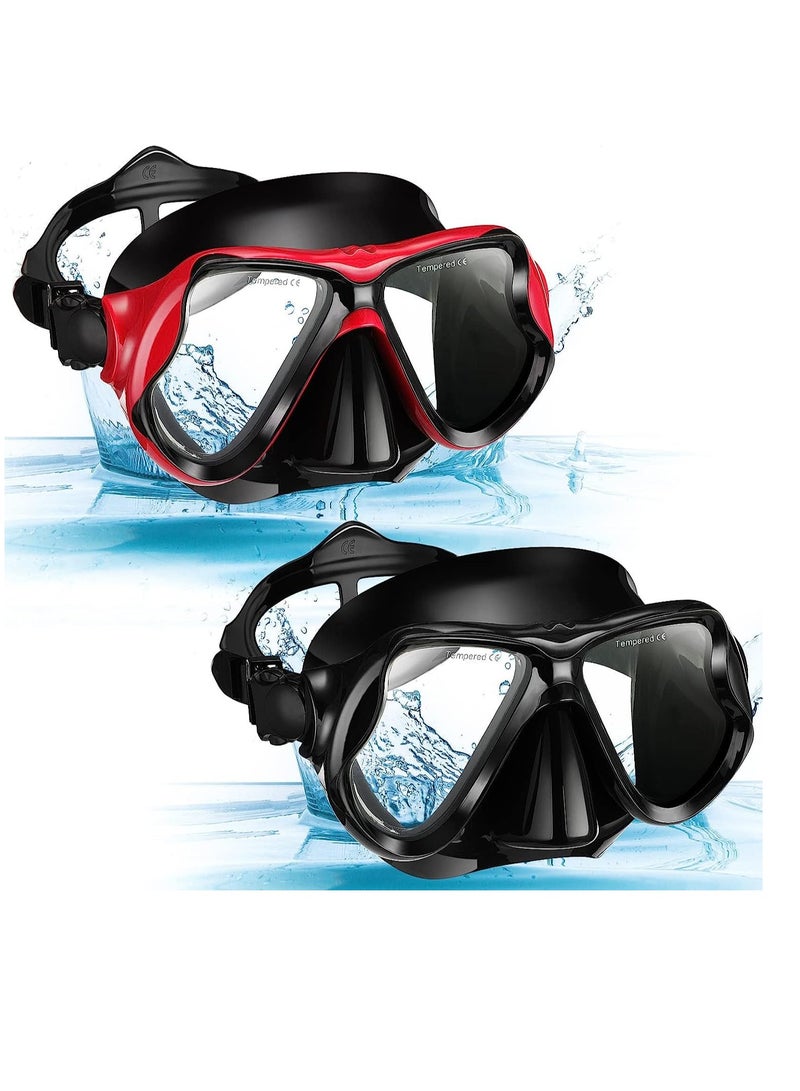 Excefore 2 Pack Diving Mask Adult Swimming Snorkel Mask Clear View Swimming Goggles with Nose Cover Anti Fog Swim Mask Tempered Glass Snorkeling Goggles - Image 1