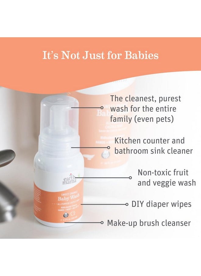 Earth Mama Earth Mama Sweet Orange Baby Liquid Wash Foaming Hand Soap, Organic All Purpose Body Wash for Sensitive Skin, Castile Soap with Coconut Oil, Shea Butter, Calendula, & Aloe, 5.3 fl oz  - Image 2